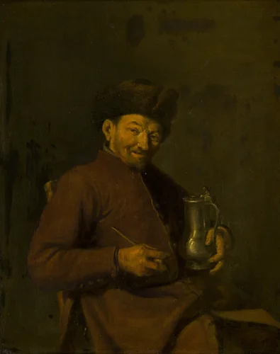 Old Man with Tankard and Pipe by anonymous, painting, 1660