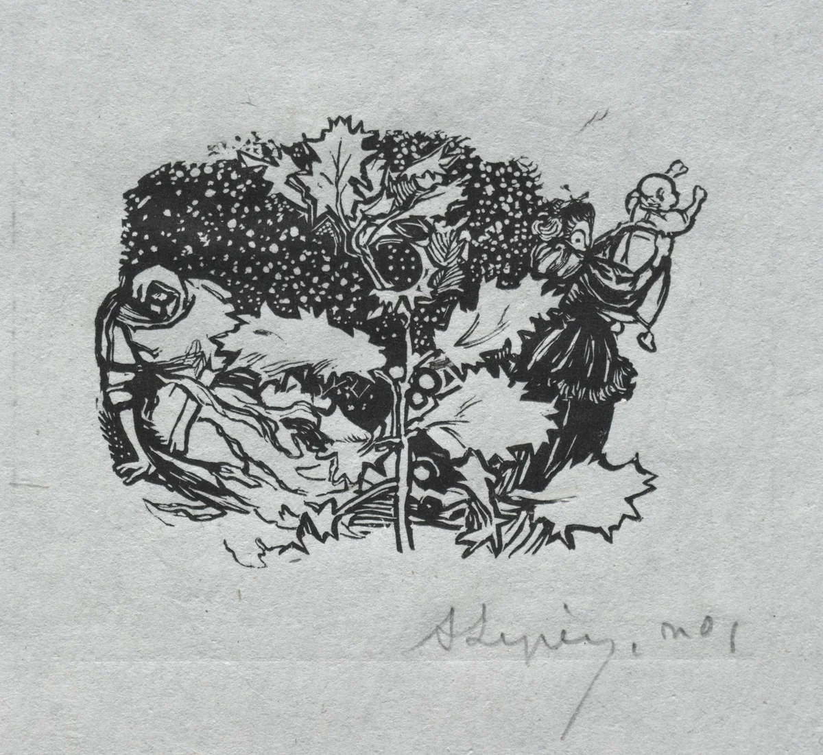 Paris Almanac, 1897: Tail-piece, Winter by Auguste Louis Lepère, print, 1897