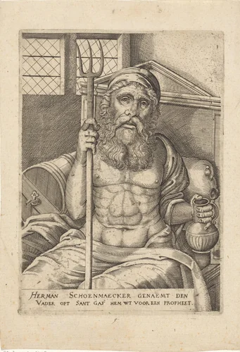 Portret van Hermannus de Schoenmaker by Christoffel van Sichem, print, 1677
