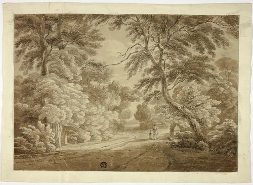 Man and Child on Tree-Lined Path by Lady Harriet Dalrymple, drawing, 1800