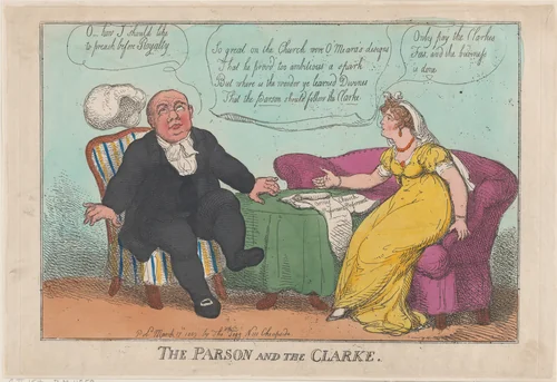 The Parson [Reverend O'Meara] and the Clarke by Thomas Rowlandson, print, 1809
