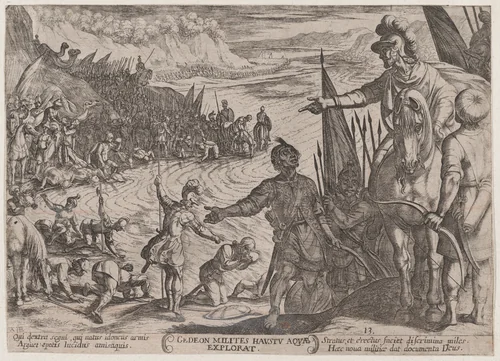 Plate 13: Gideon Choosing his Soldiers, from "The Battles of the Old Testament" by Antonio Tempesta, print, 1585-1615