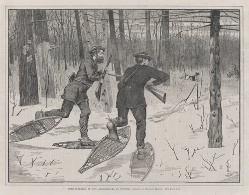Deer-Stalking in the Adirondacks in Winter (Every Saturday, Vol. II, New Series) by Winslow Homer, print, 1871