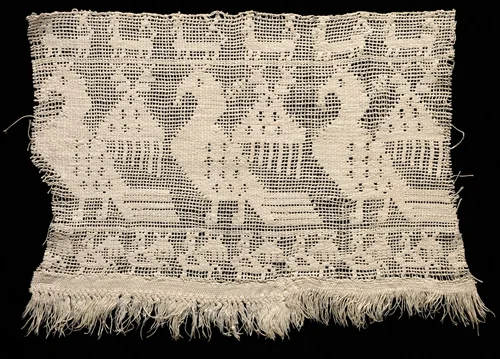 Fragment of a Border with Repeated Pattern of Fantastic Winged Animals by Unknown, textile, 1550-1600