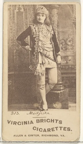 Card 315, Modjeska, from the Actors and Actresses series (N45, Type 1) for Virginia Brights Cigarettes by Allen & Ginter, photograph, 1885-1891