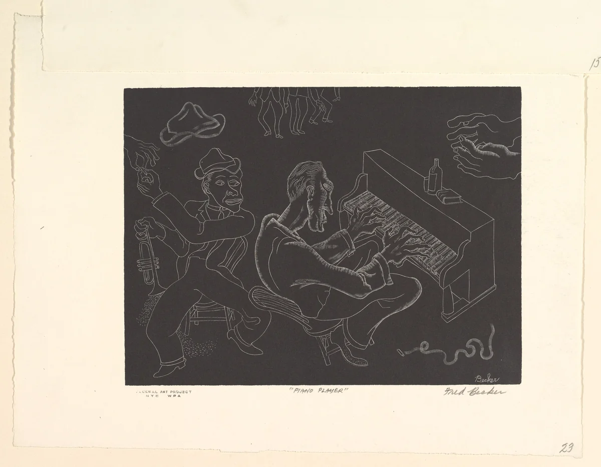 Piano Player by Fred Becker, print, 1935-1940