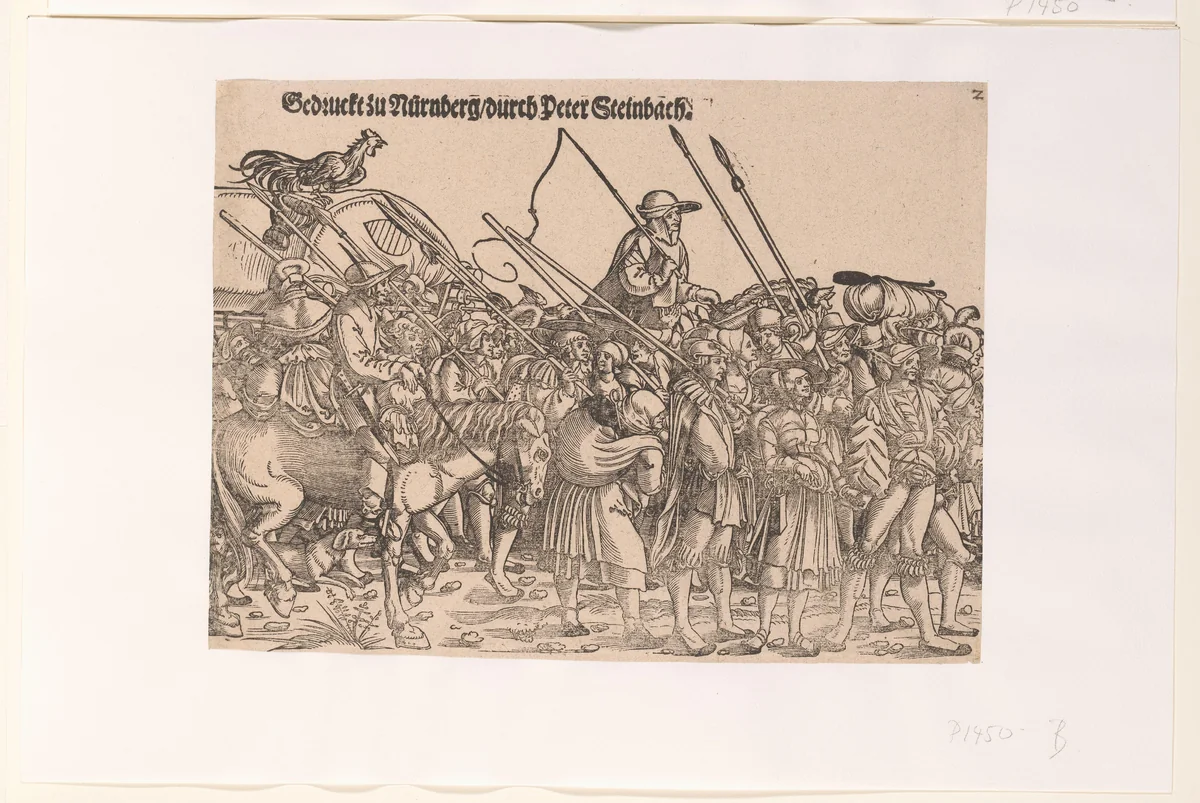Soldatenoptocht naar rechts (deel 2) by anonymous, print, 1510-1550