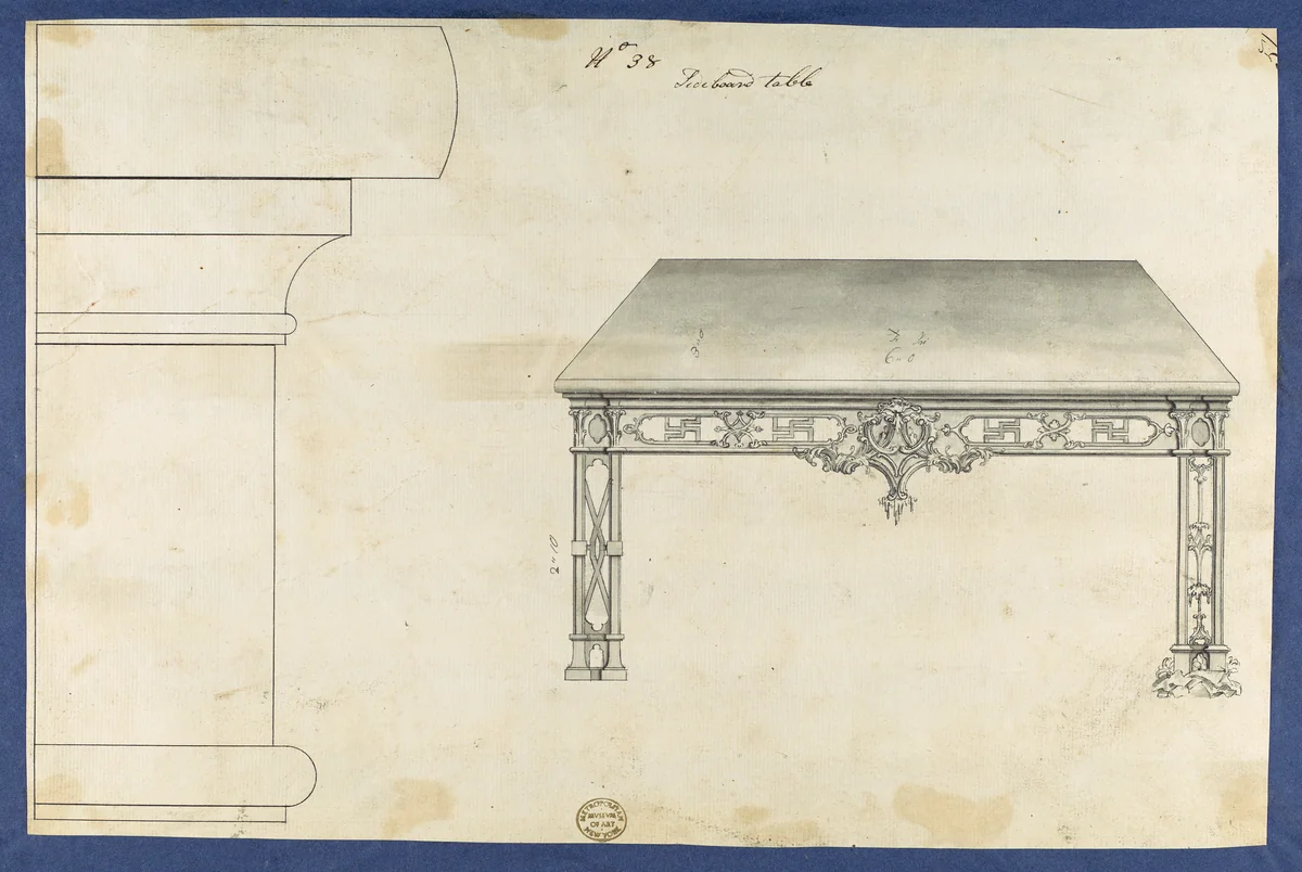 Sideboard Table, from Chippendale Drawings, Vol. II by Thomas Chippendale, drawing, 1753
