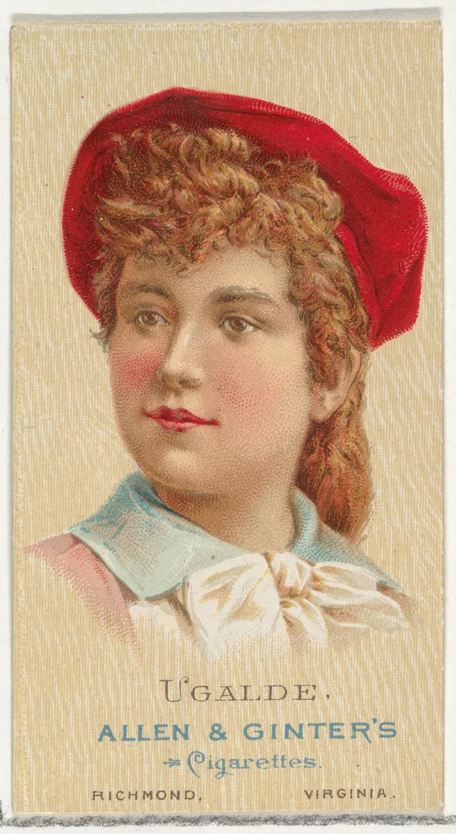 Ugalde, from World's Beauties, Series 2 (N27) for Allen & Ginter Cigarettes by Allen & Ginter, print, 1888