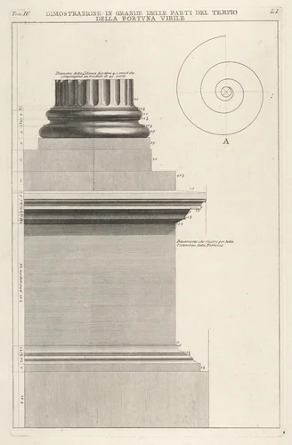 Section of column base from the Temple of Fortuna Virilis (Tempio della Fortuna Virile), from "Le Antichità Romane" by Giovanni Battista Piranesi, print, 1756