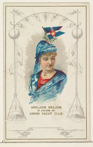 Adelaide Neilson in Colors of Union Yacht Club, from the Yacht Colors of the World series (N140) issued by Duke Sons & Co. to promote Honest Long Cut Tobacco by W. Duke, Sons & Co., print, 1890
