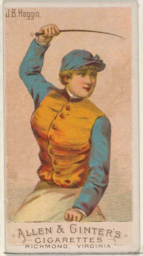J.B. Haggin, from the Racing Colors of the World series (N22a) for Allen & Ginter Cigarettes by Allen & Ginter, print, 1888