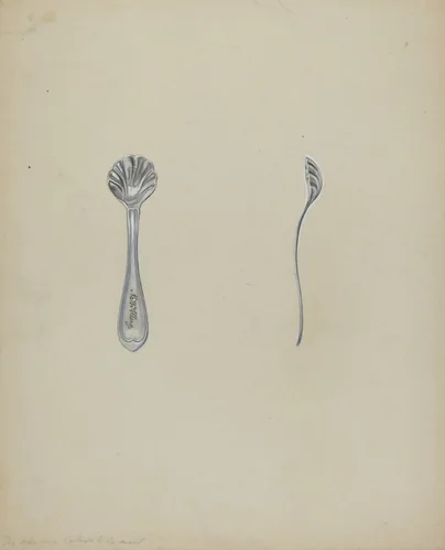Silver Salt Spoon by Anthony Zuccarello, index of american design, 1935-1942