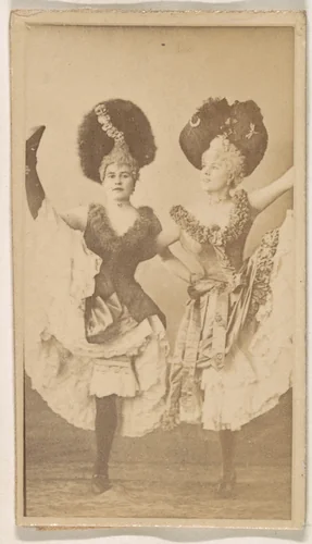 Two dancers with high kick, from the Actresses series (N245) issued by Kinney Brothers to promote Sweet Caporal Cigarettes by Kinney Brothers Tobacco Company, photograph, 1890