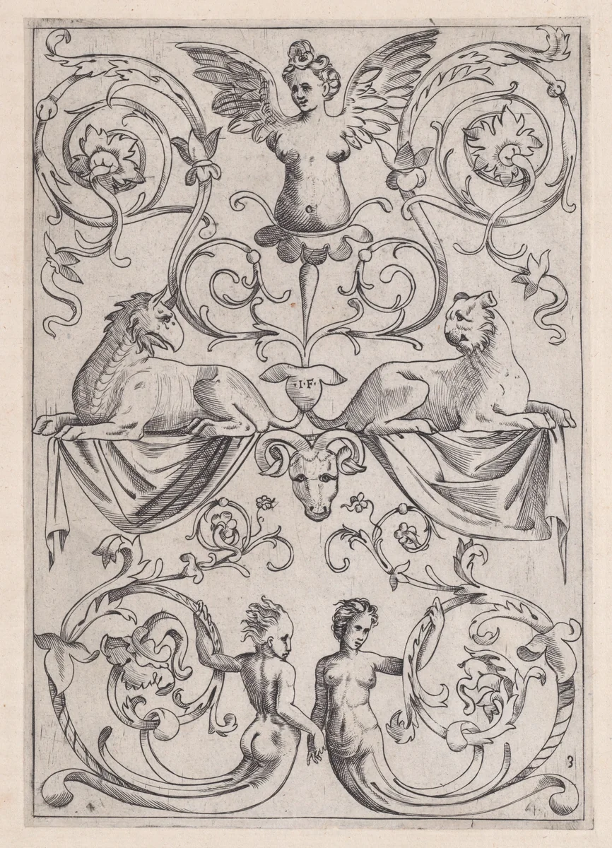 Ornamental Panel by Master I.F., print, 1514-1536