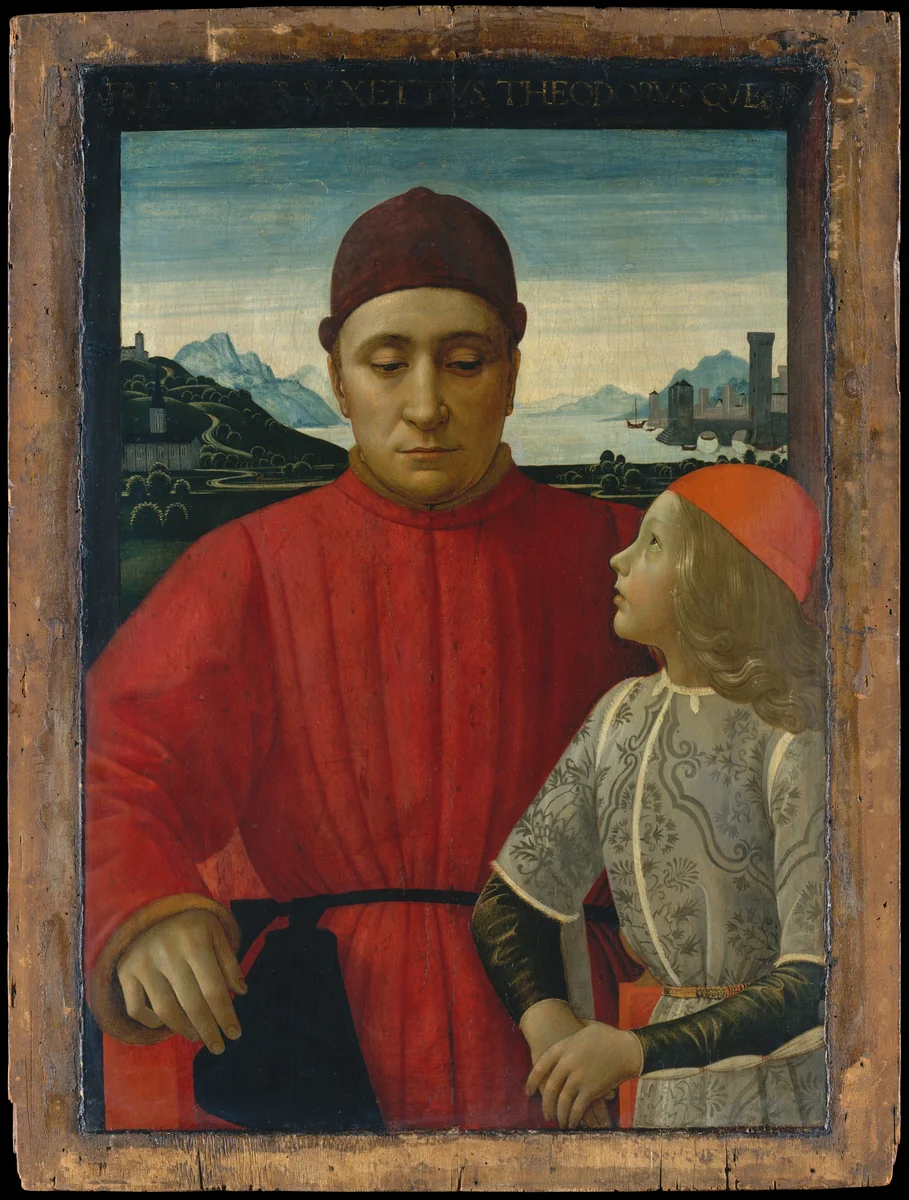 Francesco Sassetti (1421–1490) and His Son Teodoro by Domenico Ghirlandaio, painting, 1483-1493