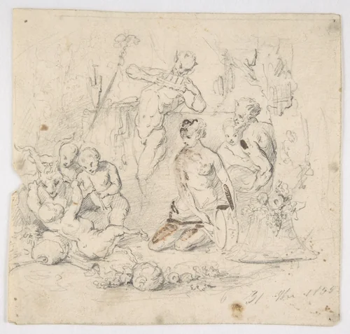 Bacchanal by anonymous, drawing, 1855