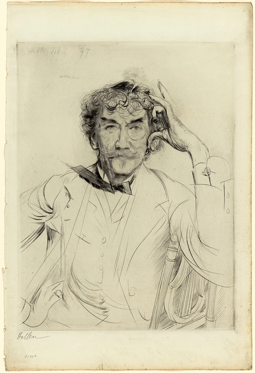 Portrait of James McNeill Whistler by Paul César Helleu, print, 1897