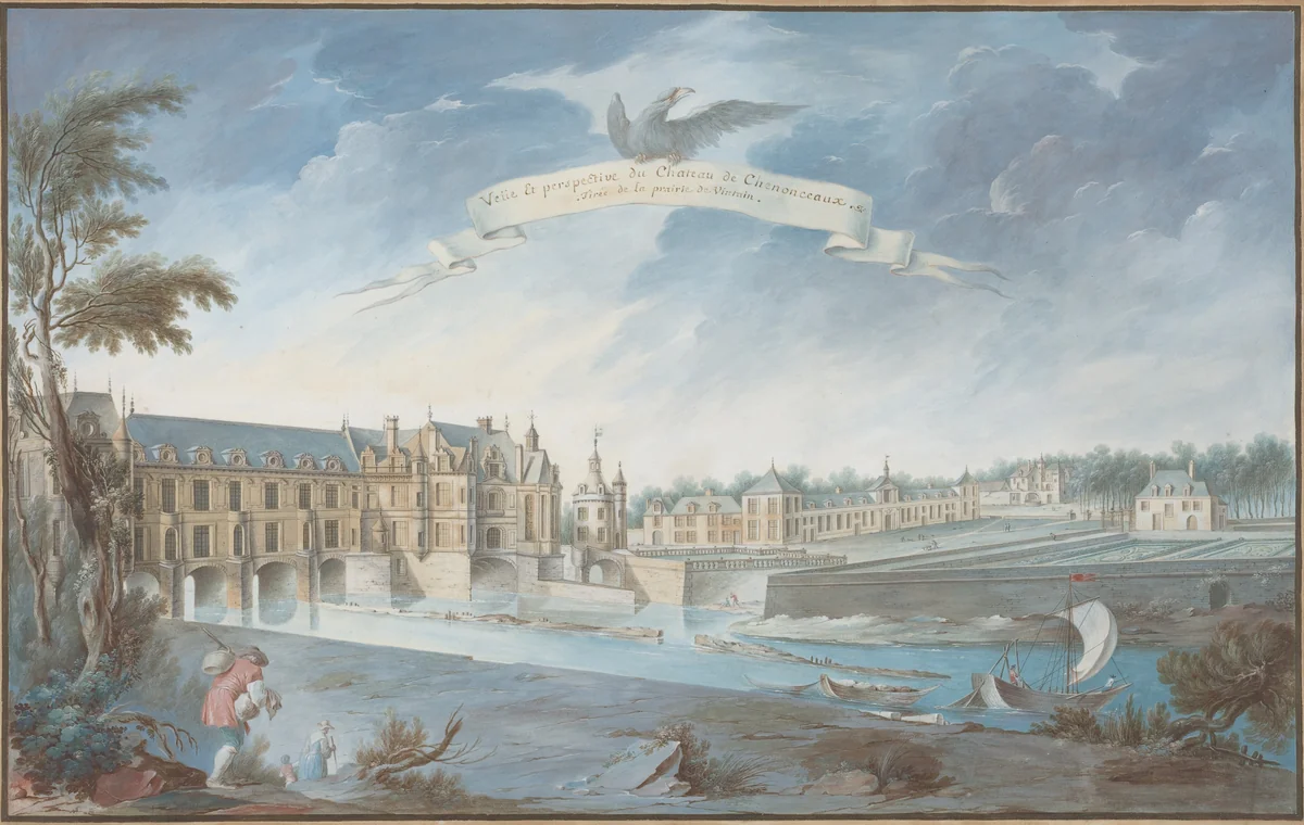 Veüe Et perspective du Chateau de Chenonceaux by Nicolas Marie Ozanne, drawing, 1728-1811