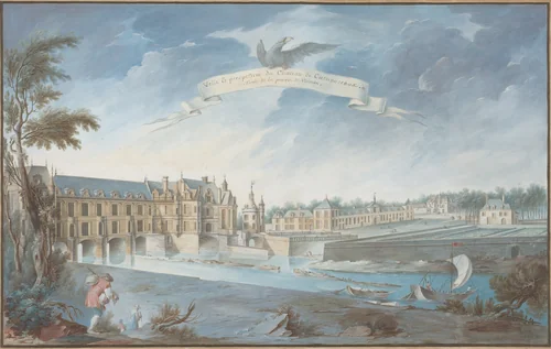 Veüe Et perspective du Chateau de Chenonceaux by Nicolas Marie Ozanne, drawing, 1728-1811
