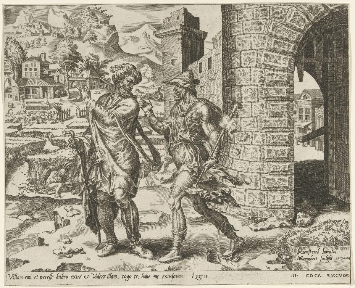 Eerste voorwendsel: de nieuwe akker by Unknown, print, 1558-1559