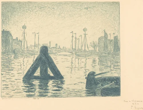 Harbor in Holland - Flushing (La balise - En Holland, Flessingue) by Paul Signac, print, 1894