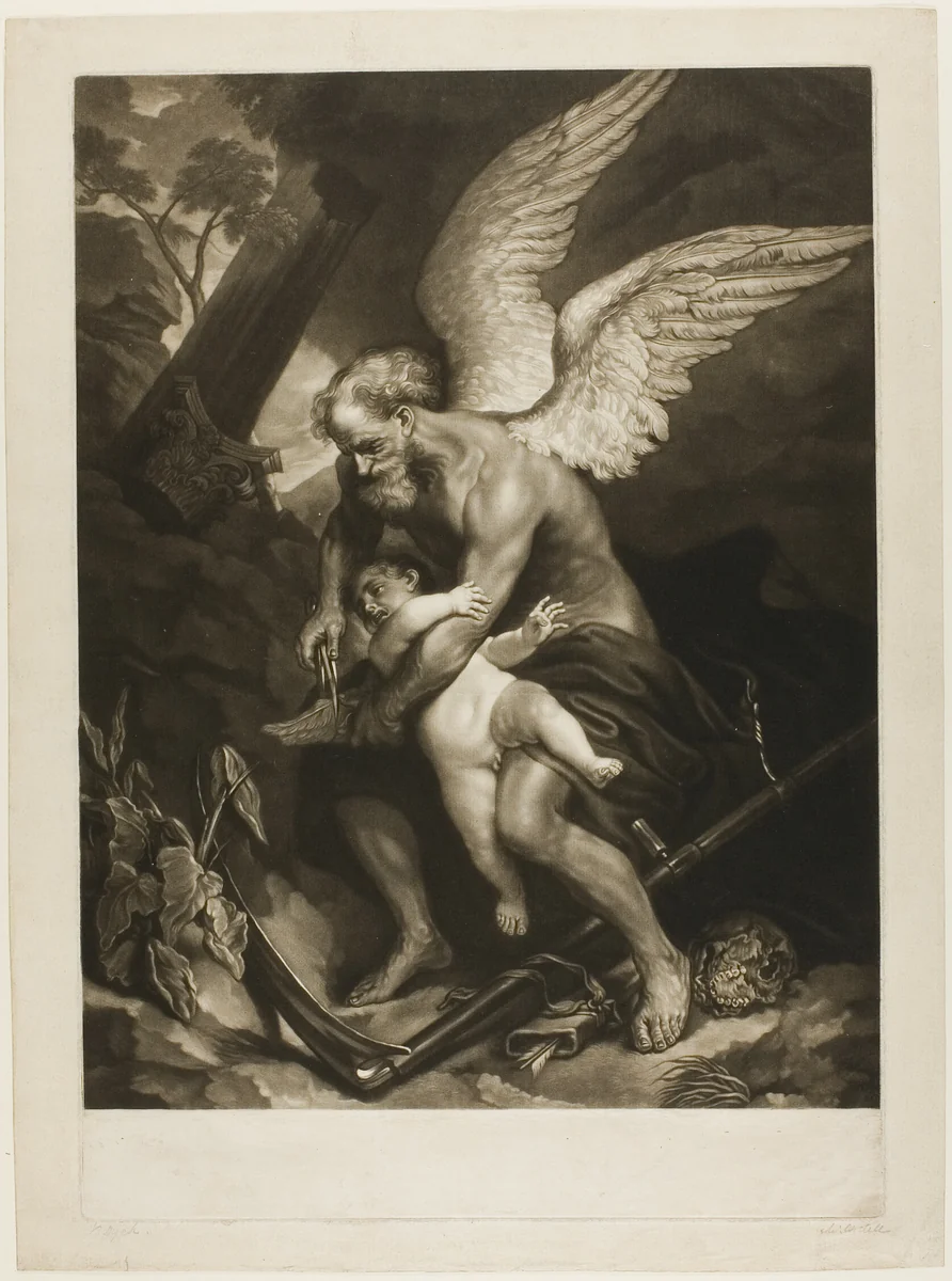 Time Clipping the Wings of Love by James McArdell, print, 1760-1770