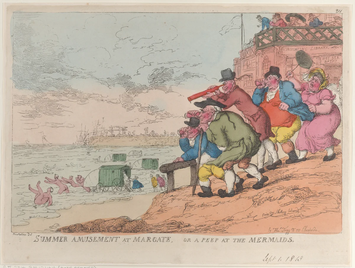 Summer Amusement at Margate, or a Peep at the Mermaids by Thomas Rowlandson, print, 1813