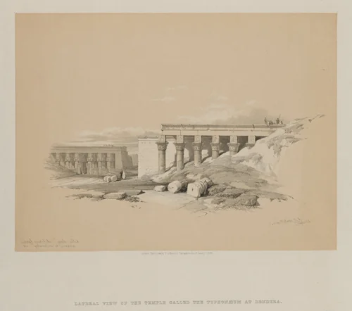 Egypt and Nubia, Volume II: Lateral View of the Temple called The Typhonoeum at Dendera by Louis Haghe, print, 1848