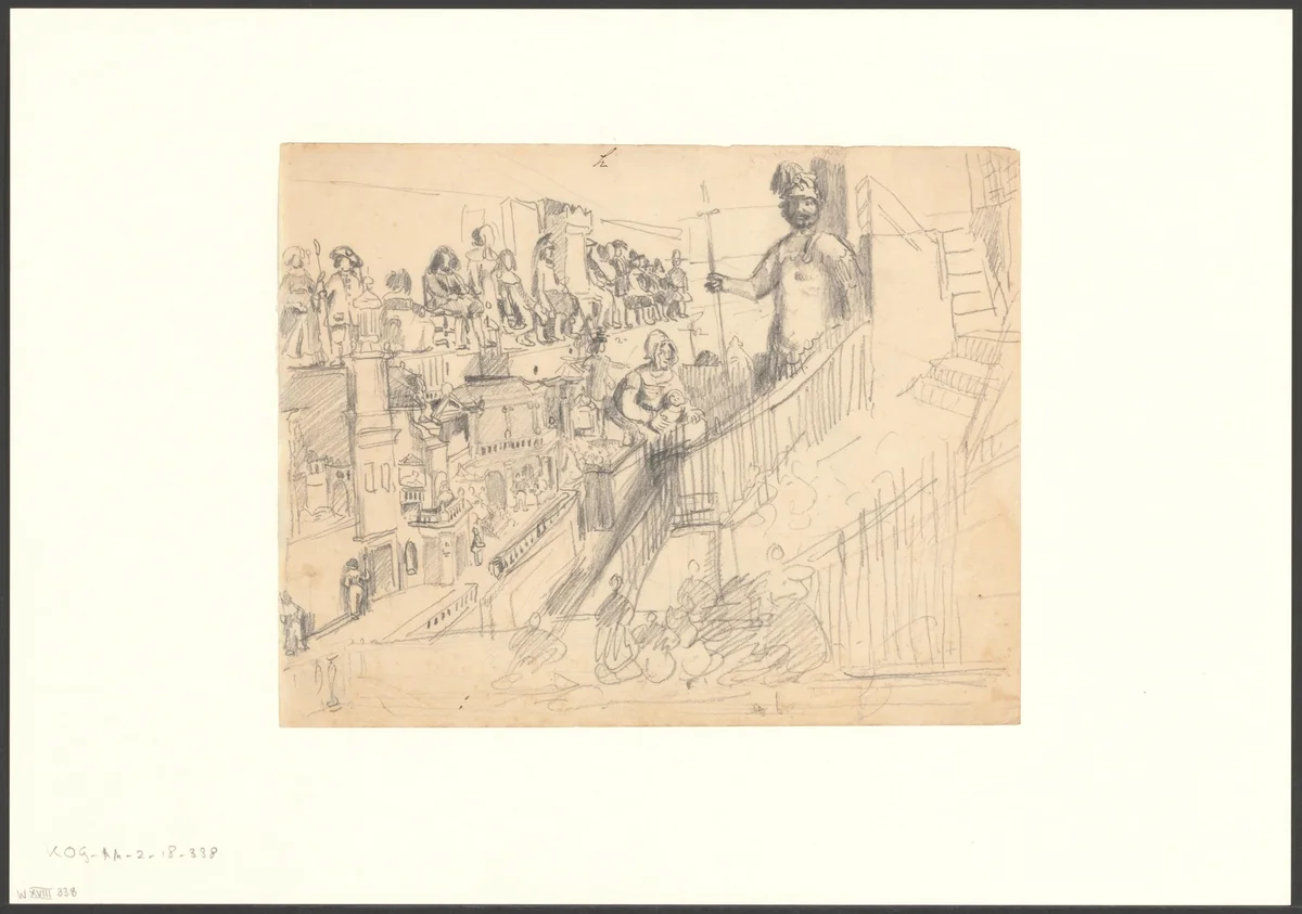 Interieur van de Beeldenzaal in het Oude Doolhof by Willem Hekking jr., drawing, 1835-1904