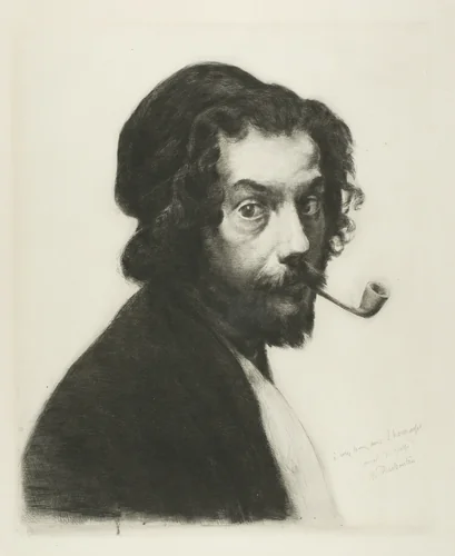 Man with a Pipe by Marcellin Gilbert Desboutin, print, 1879