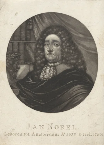 Portret van de dichter Jan Norel by Pieter Schenk, print, 1700-1713