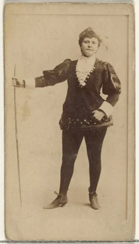 [Actress standing with long staff], from the Actors and Actresses series (N145-8) issued by Duke Sons & Co. to promote Duke Cigarettes by W. Duke, Sons & Co., photograph, 1890-1895
