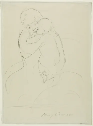Maternal Caress by Mary Cassatt, drawing, 1921