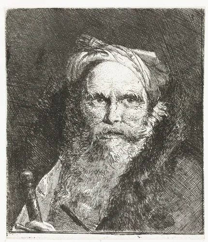Man met zwaard by Giovanni Domenico Tiepolo, print, 1757-1758
