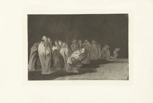 Mannen in zakken by Francisco de Goya, print, 1815-1820