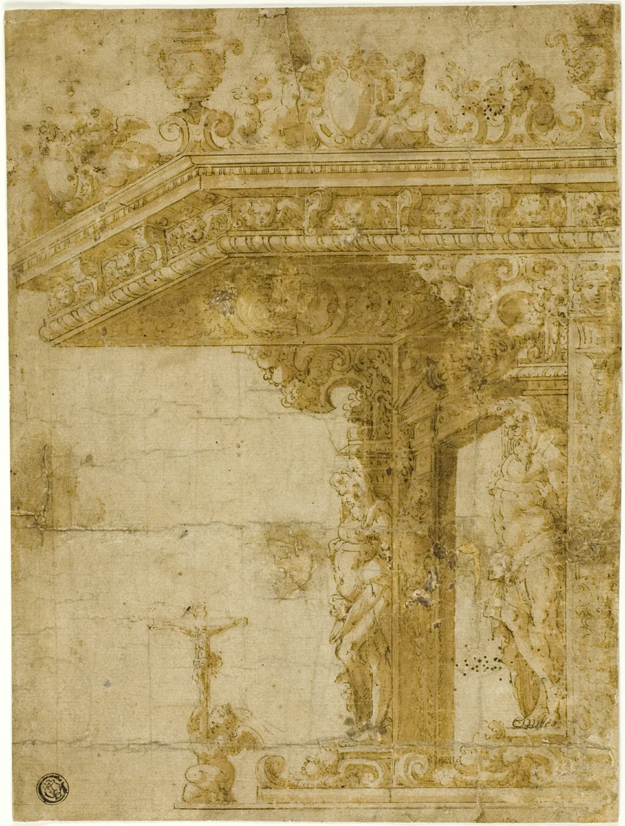 Design for Tomb with Canopy by Marco Marchetti, drawing, 1548-1552