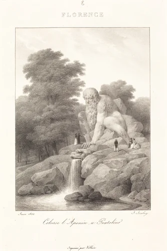 Colossus L'Apenin, Pratolino by Jean Baptiste Isabey, print, 1822