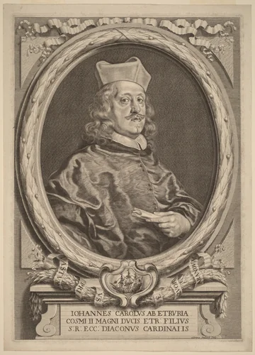 Cardinal Giovanni Carlo dei Medici by Adriaen Haelwegh, print, 1691