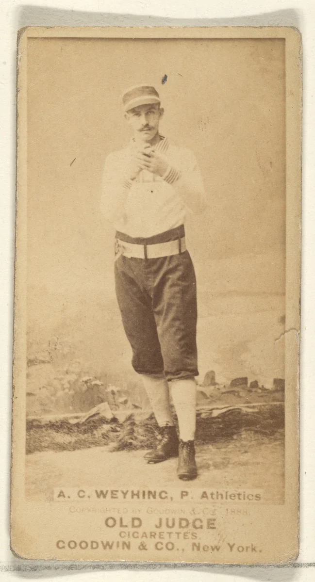A.C. Weyhing, Pitcher, Philadelphia Athletics, from the Old Judge series (N172) for Old Judge Cigarettes by Goodwin & Company, photograph, 1888