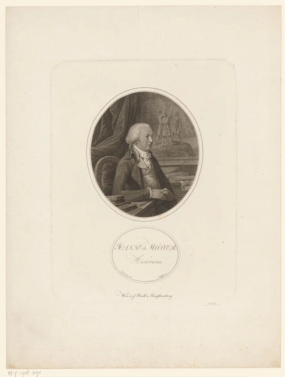 Portret van Johannes von Müller by Carl Hermann Pfeiffer, print, 1779-1829