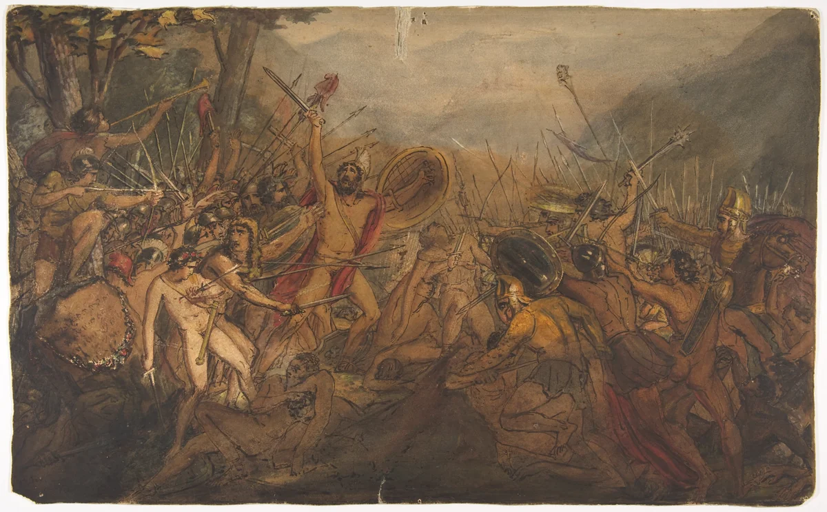 Battle Scene by François Joseph Heim, drawing, 1800-1865