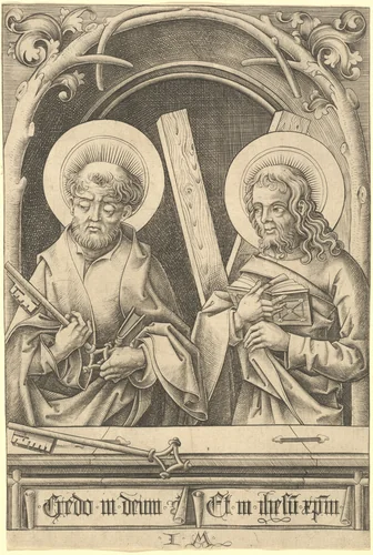 Saints Peter and Andrew by Israhel van Meckenem, print, 1480-1485