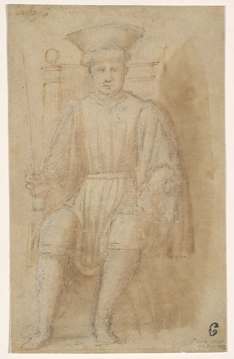 A Man Seated on a Throne by Piero della Francesca, drawing, 1450-1500