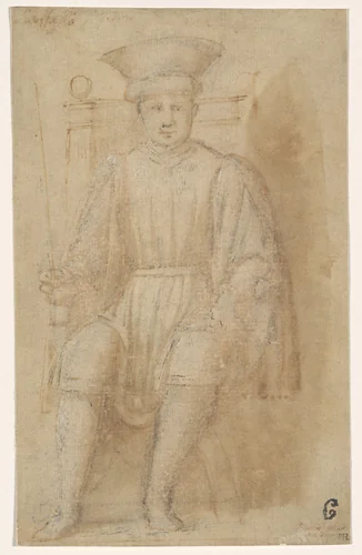 A Man Seated on a Throne by Piero della Francesca, drawing, 1450-1500