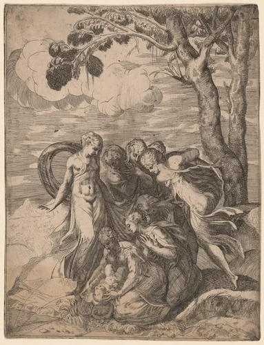 The Finding of Moses by Battista Angolo del Moro, print, 1540-1549