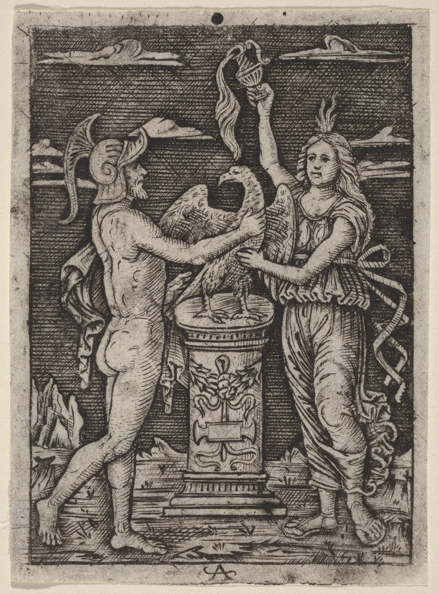 Consecration of an Eagle by Peregrino da Cesena, print, 1500-1525