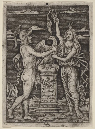 Consecration of an Eagle by Peregrino da Cesena, print, 1500-1525