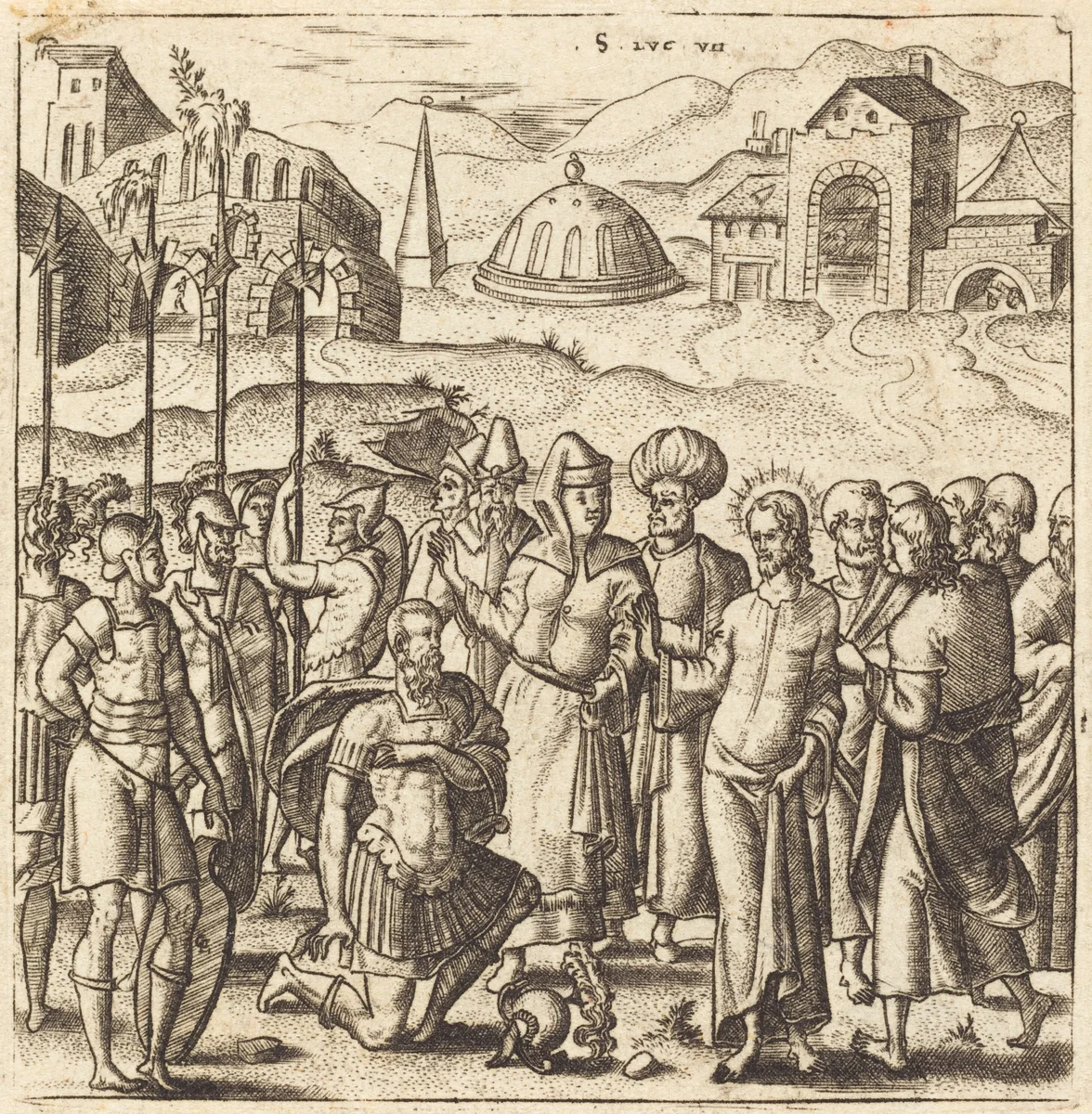 Christ and the Centurion by Léonard Gaultier, print, 1576-1580