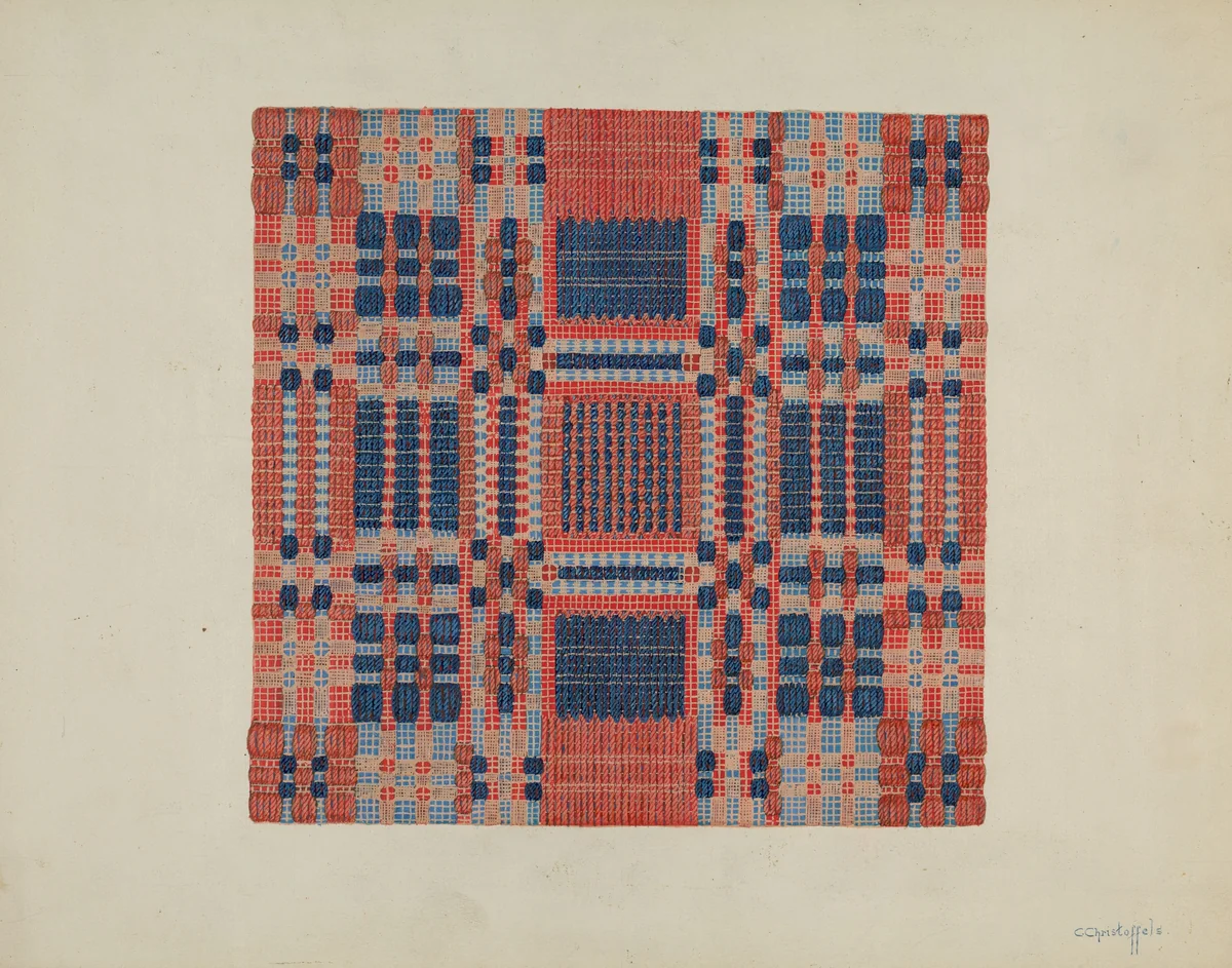 Coverlet (Section) by Cornelius Christoffels, index of american design, 1935-1942
